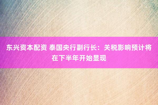 东兴资本配资 泰国央行副行长：关税影响预计将在下半年开始显现